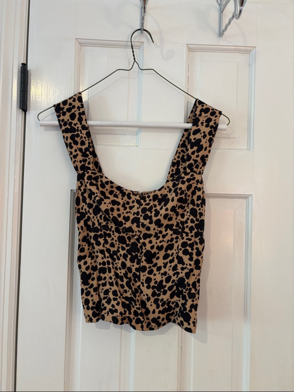 Reformation Leopard Print Square-Neck Crop Top - Tan & Black